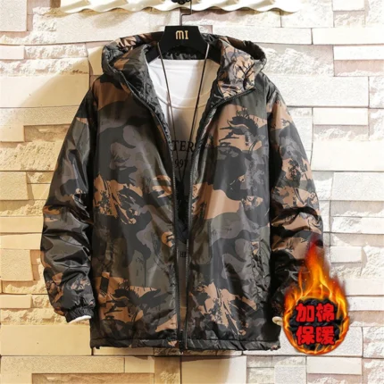 Camouflage Men Jackets Winter Cotton Padded Coat Thick Warm Hooded Outerwear Male Casual Loose Streetwear Men's Clothing